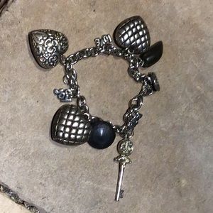 Quality handmade silver heart 🩶 and black charm bracelet.